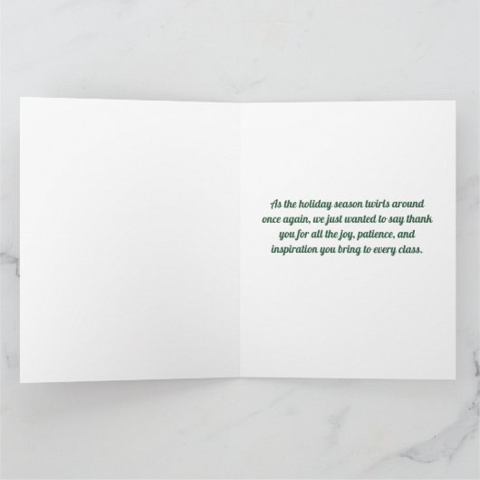 Two Dance Teachers Twirling Thankful Christmas Karte (Innenseite)