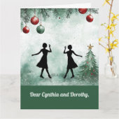 Two Dance Teachers Twirling Thankful Christmas Karte (Gelbe Blume)