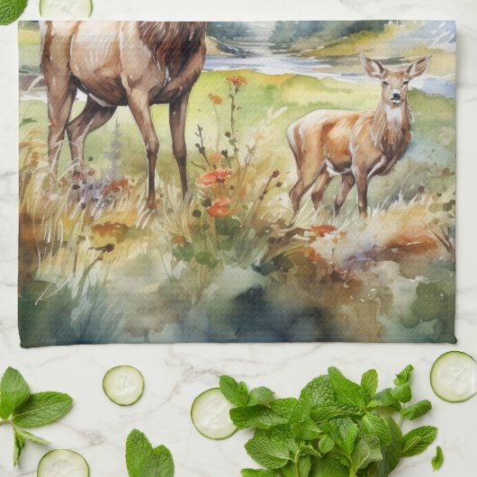 Two Deer Geschirrtuch (Gefaltet)