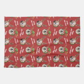 Two Dog Foto Elf & Reindeer Antler Hat Weihnachten Geschirrtuch (Horizontal)