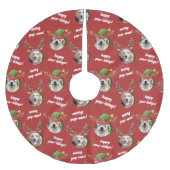 Two Dog Photo Elf & Reindeer Antler Hat Christmas Polyester Weihnachtsbaumdecke (Vorderseite)