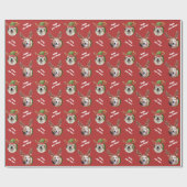 Two Dog Photo Reindeer Antler Merry Christmas Red Geschenkpapier (Flach)