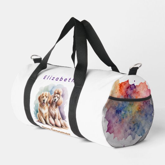 Two Dogs Groomer Personalized Duffle Bag (Rechte Ecke)