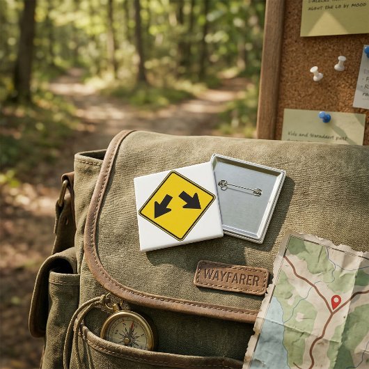 Two Downward Arrows Warning Road Sign Button