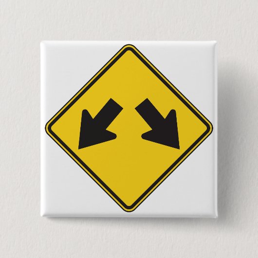 Two Downward Arrows Warning Road Sign Button (Vorderseite)