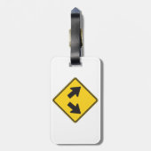 Two Downward Arrows Warning Road Sign Gepäckanhänger (Rückseite vertikal)