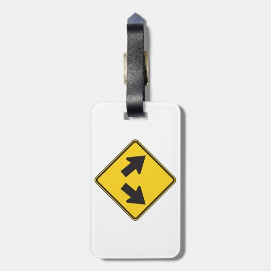 Two Downward Arrows Warning Road Sign Gepäckanhänger (Rückseite vertikal)