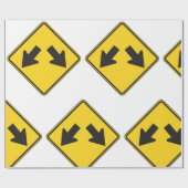 Two Downward Arrows Warning Road Sign Geschenkpapier (Flach)