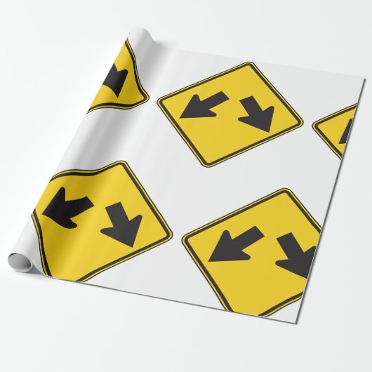 Two Downward Arrows Warning Road Sign Geschenkpapier (Ungerollt)