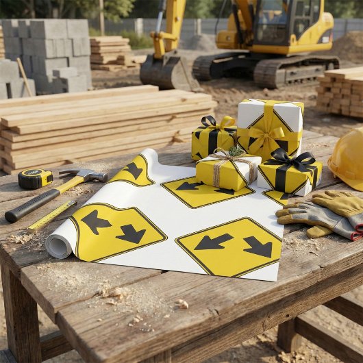 Two Downward Arrows Warning Road Sign Geschenkpapier