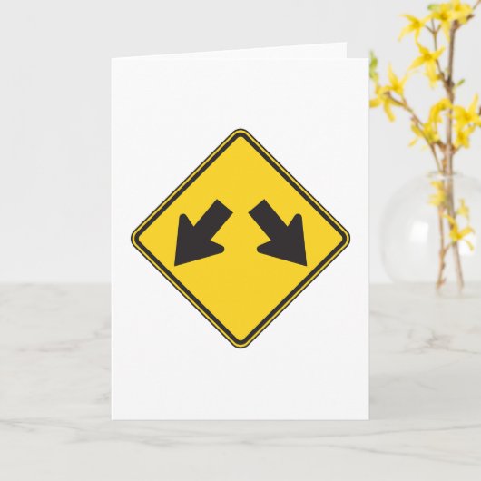 Two Downward Arrows Warning Road Sign Karte (Gelbe Blume)