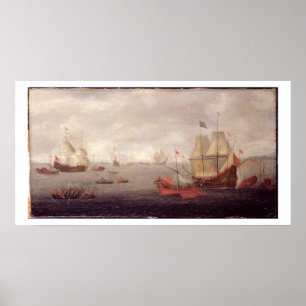 Two Dutch Men o'War Accompanied by Ottoman State B Poster