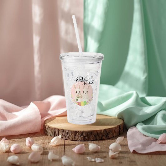 Two Easter Bunnies Personalized Acrylic Tumbler Acryltrinkbecher