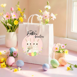 Two Easter Bunnies Personalized Gift Bag Mittlere Geschenktüte