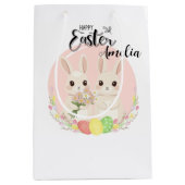 Two Easter Bunnies Personalized Gift Bag Mittlere Geschenktüte (Vorderseite)