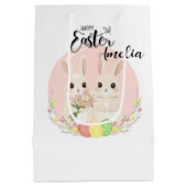 Two Easter Bunnies Personalized Gift Bag Mittlere Geschenktüte (Rückseite)