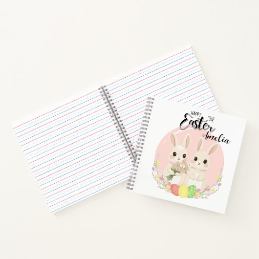Two Easter Bunnies Personalized Spiral Notebook Notizblock (Innenseite)