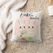 Two Easter Bunnies Personalized Throw Pillow Kissen (Decke)