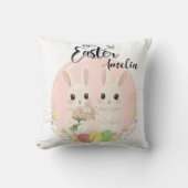 Two Easter Bunnies Personalized Throw Pillow Kissen (Vorderseite)