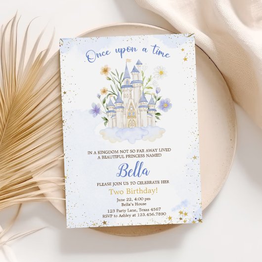 Two Ever A Princess  Castle 2nd Birthday Party Einladung