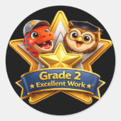 Two excellent work hoot the owl and Rex large roun Runder Aufkleber (Vorderseite)