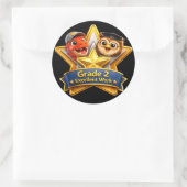 Two excellent work hoot the owl and Rex large roun Runder Aufkleber (Tasche)