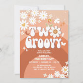 Two Fall Groovy Daisy Hippie 2. Retro Geburtstag Einladung (Vorderseite)