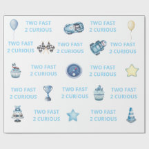 Two Fast 2 Curious Race Car Wrapping Paper