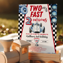 Two Fast 2nd birthday Boy Racing Car Invitation Einladung