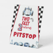 Two Fast 2nd birthday Boy Racing Car Pitstop Sockelschild (Vorderseite)