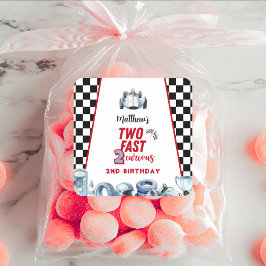 Two Fast 2nd birthday Boy Racing Car Quadratischer Aufkleber