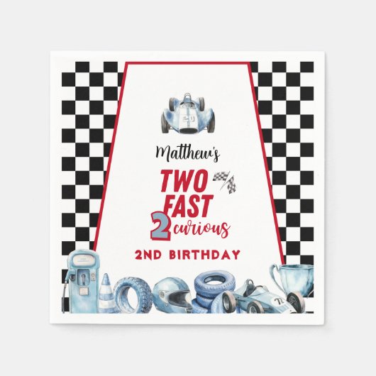 Two Fast 2nd birthday Boy Racing Car  Serviette (Vorderseite)