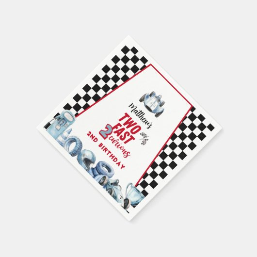 Two Fast 2nd birthday Boy Racing Car  Serviette (Ecke)