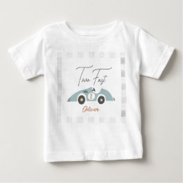 Two Fast Blue Race Car Boy 2nd Birthday Baby T-shirt