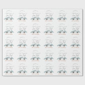 Two Fast Blue Race Car Boy 2nd Birthday Geschenkpapier (Flach)