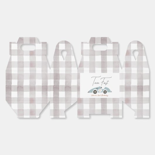 Two Fast Blue Race Car Boy 2nd Birthday Geschenkschachtel (Ungeklappt)