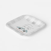 Two Fast Blue Race Car Boy 2nd Birthday Pappteller (Gewinkelt)