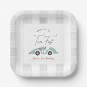 Two Fast Blue Race Car Boy 2nd Birthday Pappteller (Vorderseite)