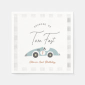 Two Fast Blue Race Car Boy 2nd Birthday Serviette (Vorderseite)