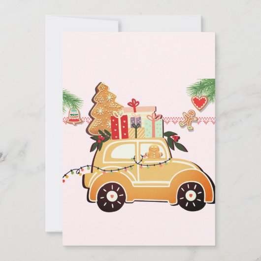 Two Fast Christmas Gingerbread Car P 2nd Birthday Einladung (Rückseite)