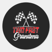 Two Fast Grandma Second Birthday Racing Car Family Runder Aufkleber (Vorderseite)