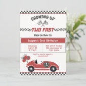 "Two Fast" Race Car 2. Geburtstag Party Einladung (Stehend Vorderseite)