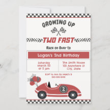 "Two Fast" Race Car 2. Geburtstag Party Einladung