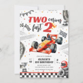 Two Fast Race Car Boy 2nd Birthday Invitation Einladung (Vorderseite)