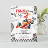 Two Fast Race Car Boy 2nd Birthday Invitation Einladung (Stehend Vorderseite)