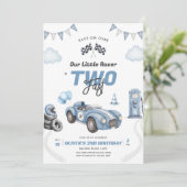 Two Fast Race Car Boy 2nd Birthday Invitation Einladung (Stehend Vorderseite)