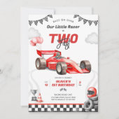 Two Fast Race Car Boy 2nd Birthday Invitation Einladung (Vorderseite)
