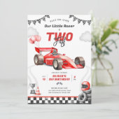 Two Fast Race Car Boy 2nd Birthday Invitation Einladung (Stehend Vorderseite)