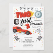 Two Fast Race Car Boy 2nd Birthday Invitation Einladung (Vorderseite)