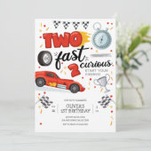 Two Fast Race Car Boy 2nd Birthday Invitation Einladung (Stehend Vorderseite)